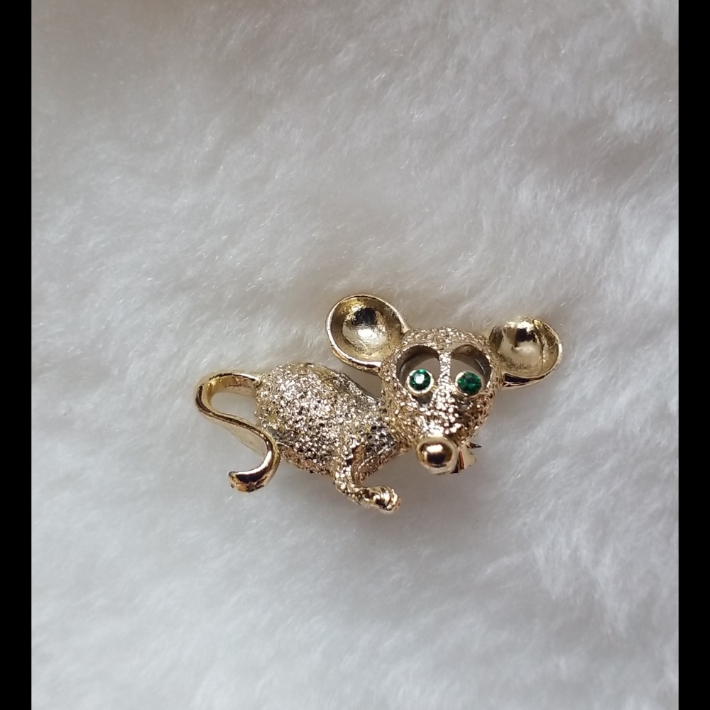 Gerrys Rhinestone Mouse Brooch - image 3
